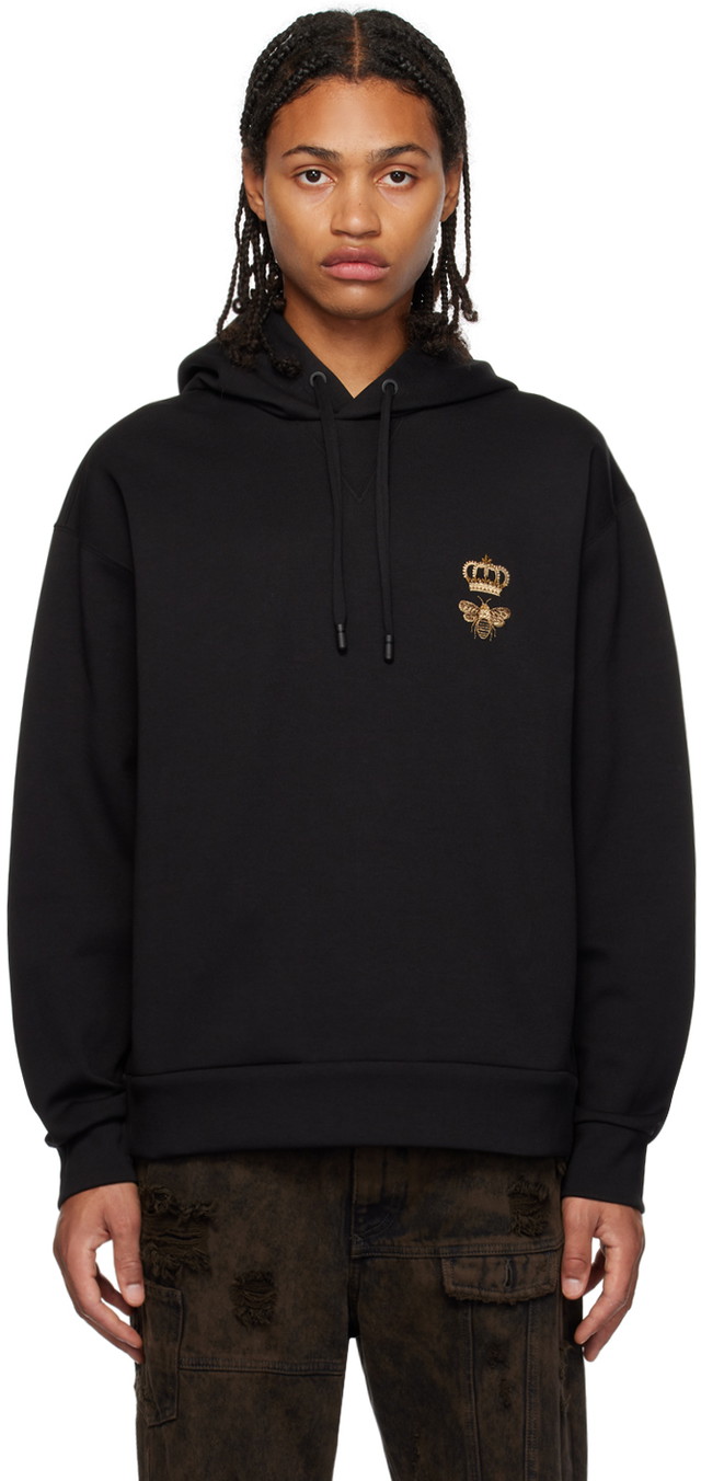 Sweatshirt Dolce & Gabbana Black Embroidered Hoodie Fekete | G9ACJZHU7H9