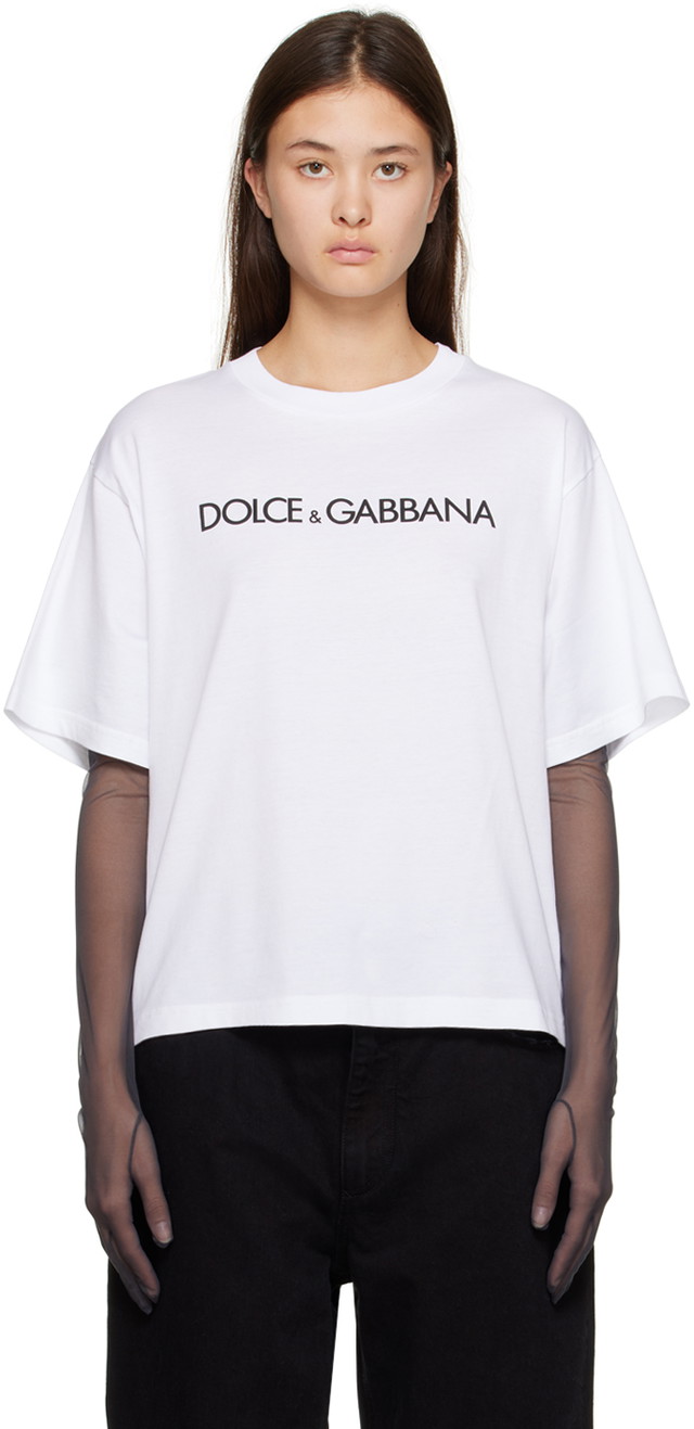 Póló Dolce & Gabbana White Crewneck T-Shirt Fehér | F8U10T G7H4P