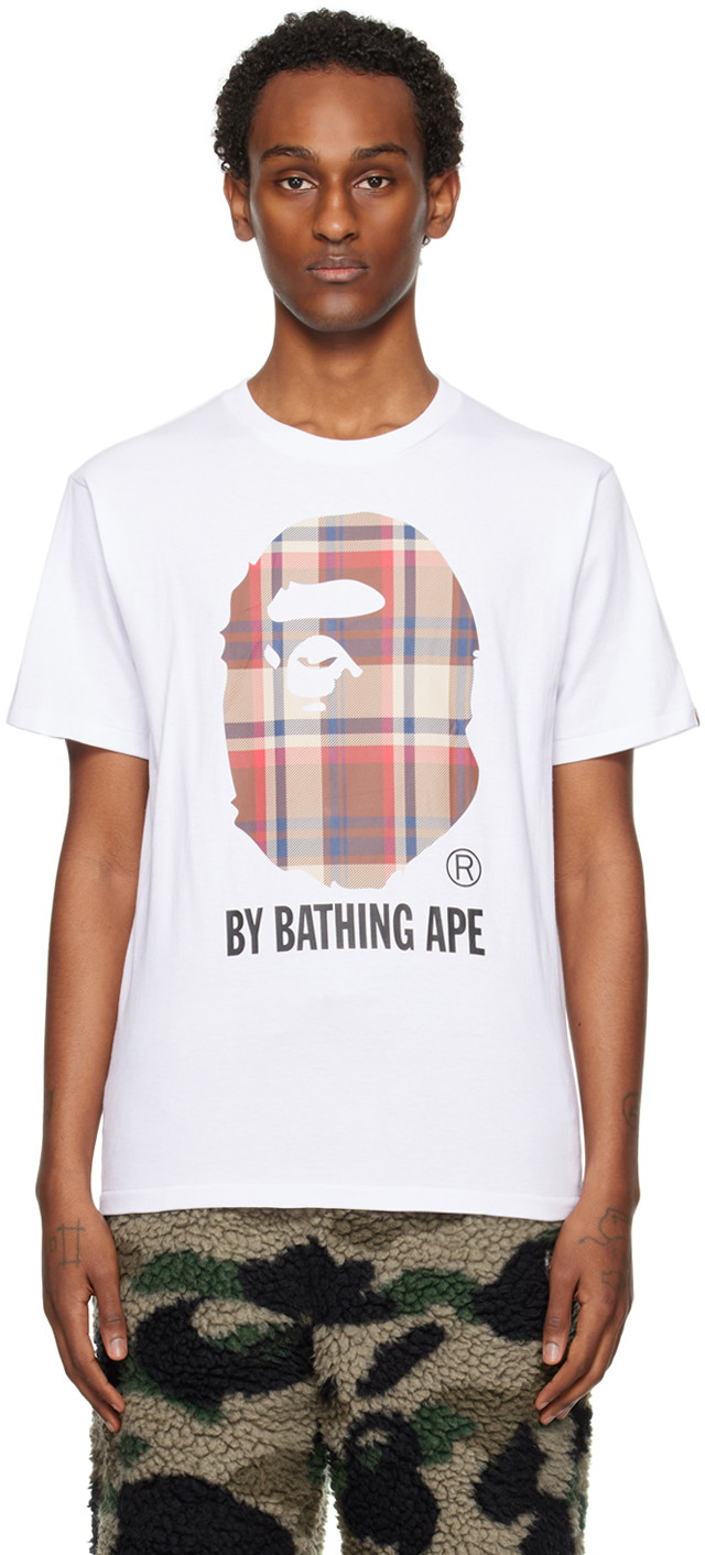 Póló BAPE Check T-Shirt Fehér | 001TEJ801052M