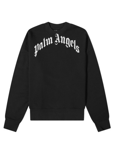 Sweatshirt Palm Angels Curved Logo Crew Sweat Fekete | PMBA026C99FLE0071001