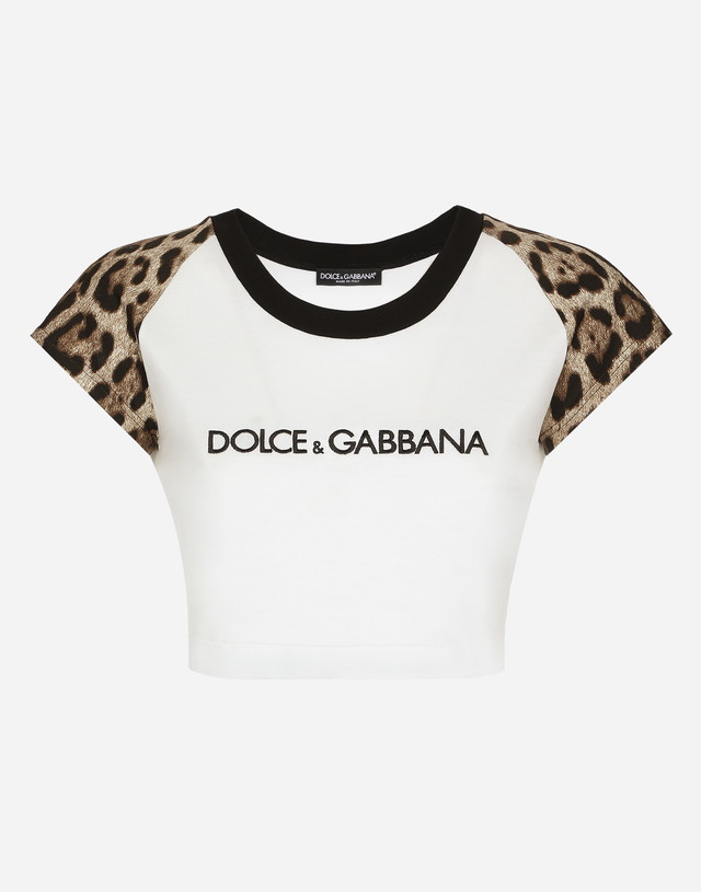 Póló Dolce & Gabbana Short-sleeved T-shirt With Logo Fehér | F8U46ZGDBZVW0111