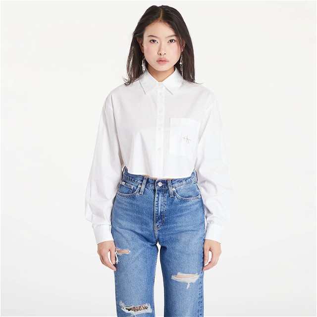 Woven Label Cropped T-Shirt White