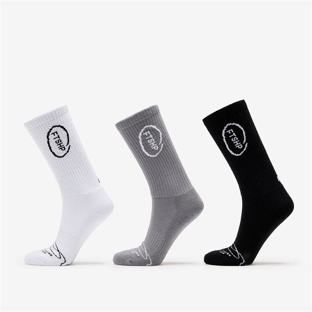 High Crew Socks 3-Pack Black/ White/ Grey