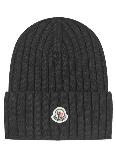 Kalapok Moncler Logo Beanie Hat Black Fekete | 3B000-36-A9327-999