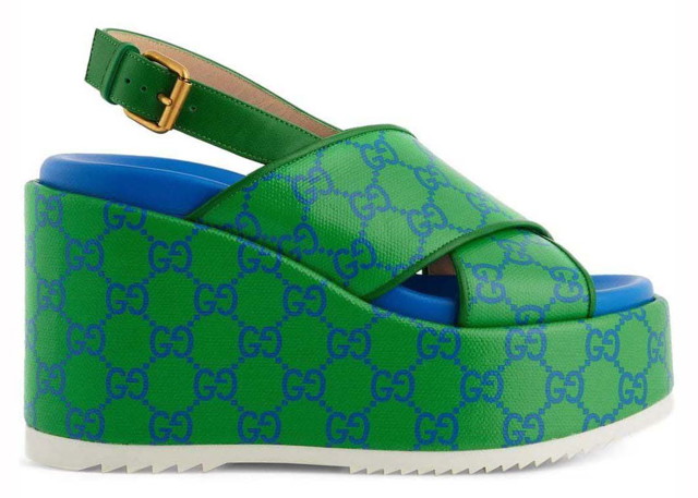 Sneakerek és cipők Gucci GG Supreme Platform Sandals Green Blue W Zöld | 734908 FABK1 8650