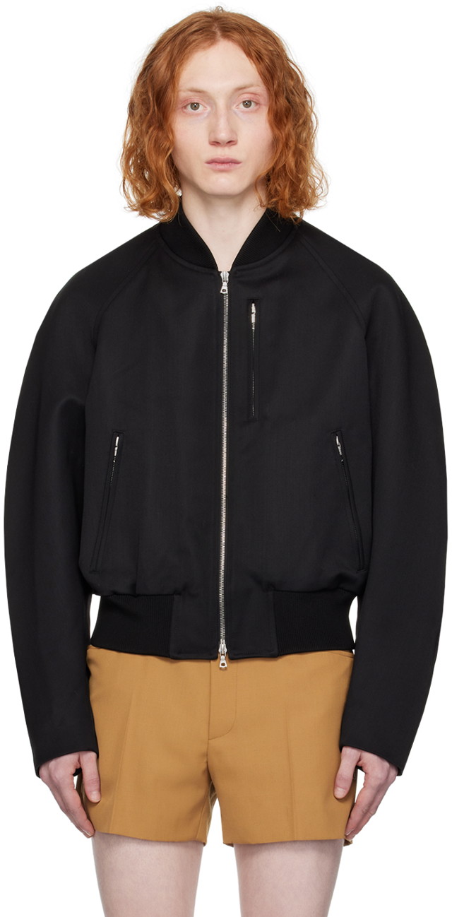 Bomber dzsekik Dries Van Noten Band Collar Bomber Jacket Fekete | 241-020515-8370