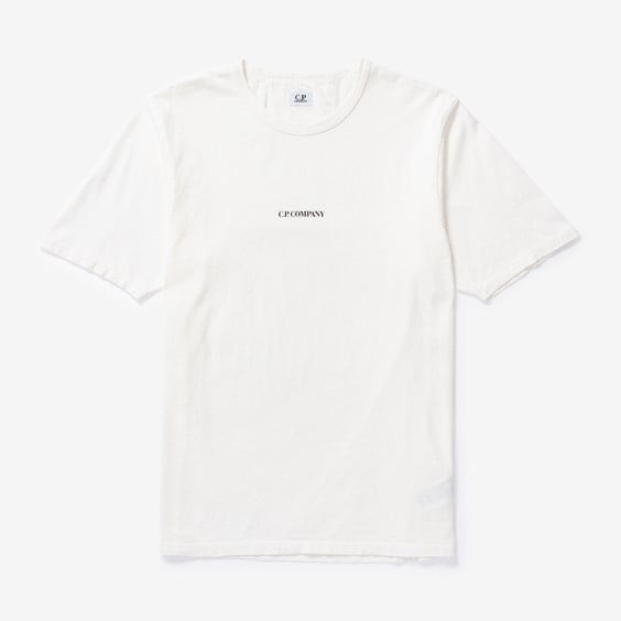 Póló C.P. Company 24/1 Jersey Garment Dyed Logo T-shirt Fehér | 16CMTS085A-103