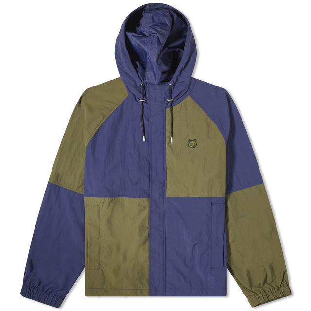 Tonal Fox Head Patch Colour-Block Windbreaker