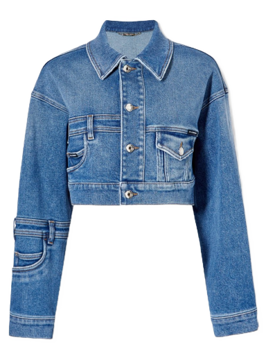 Dzsekik Dolce & Gabbana Cropped Denim Shirt Jacket Kék | F9P86DG8HP1-S9001