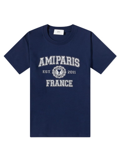 Póló AMI Paris Varsity Logo Tee Sötétkék | HTS008-726-491