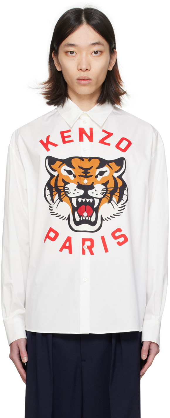 Ing KENZO Paris Lucky Tiger Shirt Fehér | FE55CH4209P7