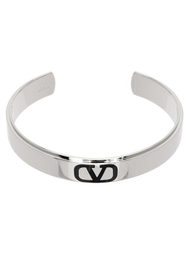 Karkötők Valentino Garavani VLogo Signature Cuff Bracelet "Silver & Black" Fémes | 4Y2J0R31GMU