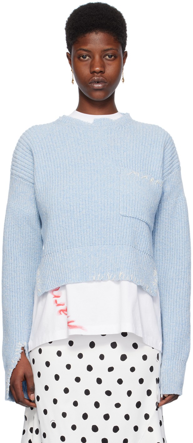 Pulóver Marni Mouliné Sweater Kék | GCMD0506Q0 UFH301