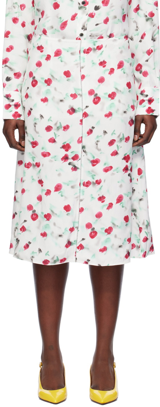 Szoknya Marni Printed Midi Skirt Fehér | GOMA0580A0 UTVA12