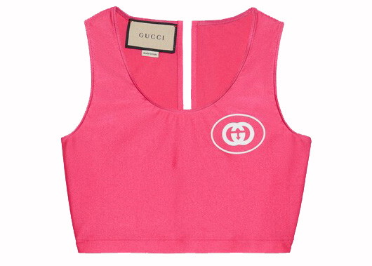 Crop topok Gucci Interlocking G Jersey Crop Top Pink Rózsaszín | 693179 XJD6D 5826