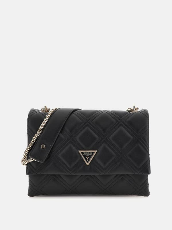 Kézitáskák GUESS Deesa Quilted Crossbody Fekete | HWQG9224210