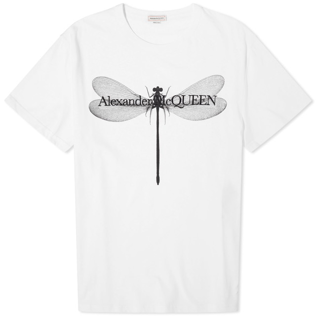 Póló Alexander McQueen Dragonfly Print T-Shirt Fehér | 776328QTAAI-0909