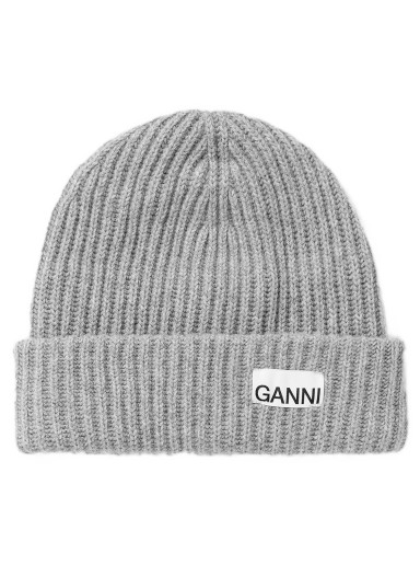 Beanie sapkák GANNI Structured Rib Beanie Szürke | 5714667416078