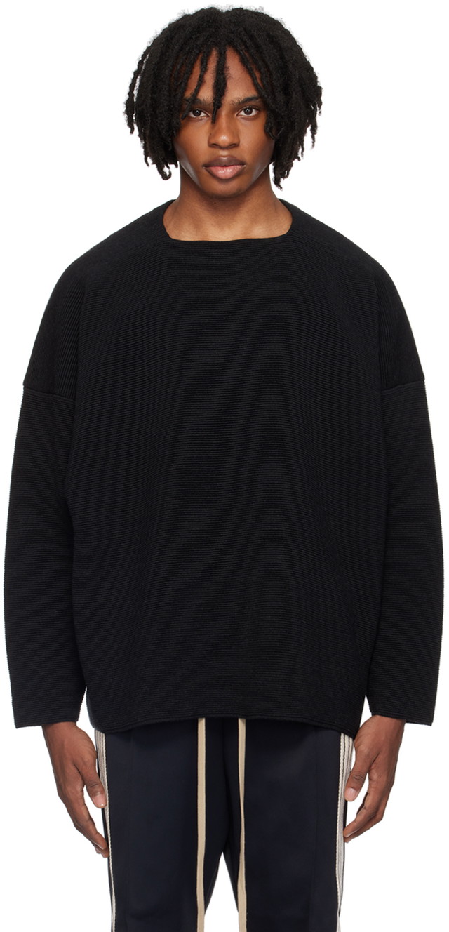 Pulóver Fear of God Black Dropped Shoulder Sweater Fekete | FG820-2302WCB