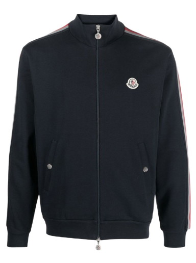 Sweatshirt Moncler Stripe-Detail Zip-Up Sweatshirt Sötétkék | I10918G00052V8162