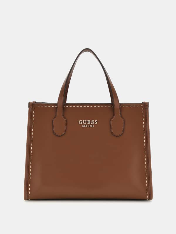 Kézitáskák GUESS Silvana Stitch Handbag Barna | HWVC8665220