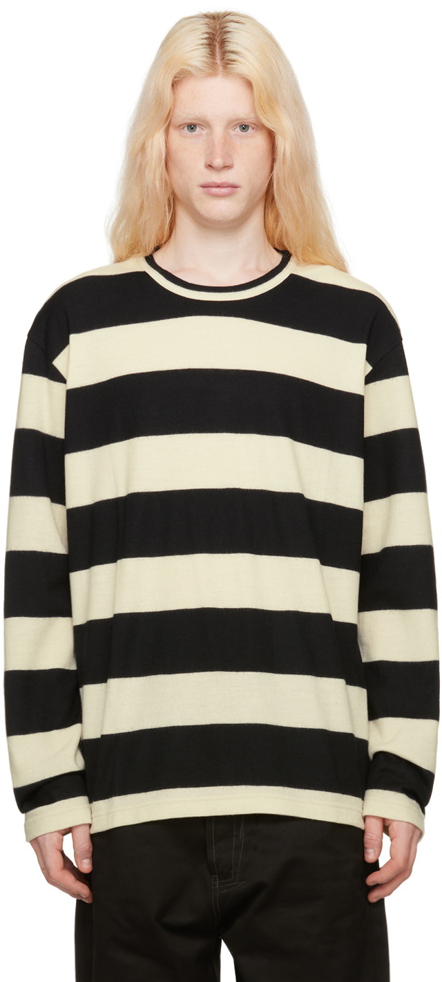 Striped Long Sleeve T-Shirt "Black & Off-White"