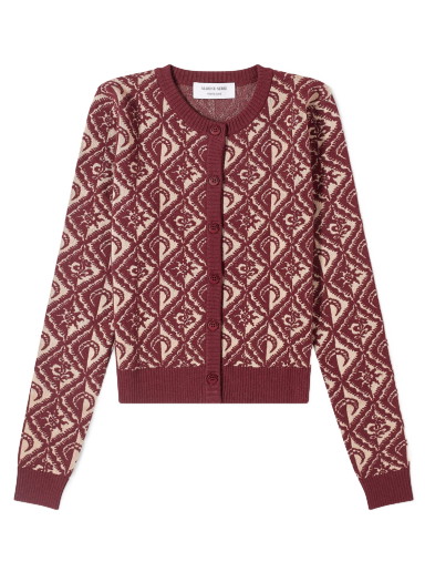 Pulóver Marine Serre Moon Diamant Knit Jacquard Mini Cardigan Burgundia | WCA005-BG20