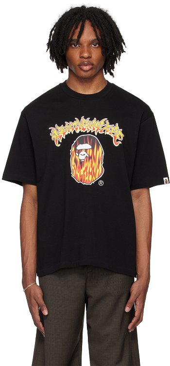 BAPE BAPE Black Mad Flame Ape Head T-Shirt 001TEK301320M
