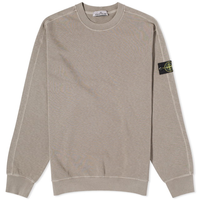 Pulóver Stone Island Garment Dyed Malfile Crewneck Barna | 801566060-V0192