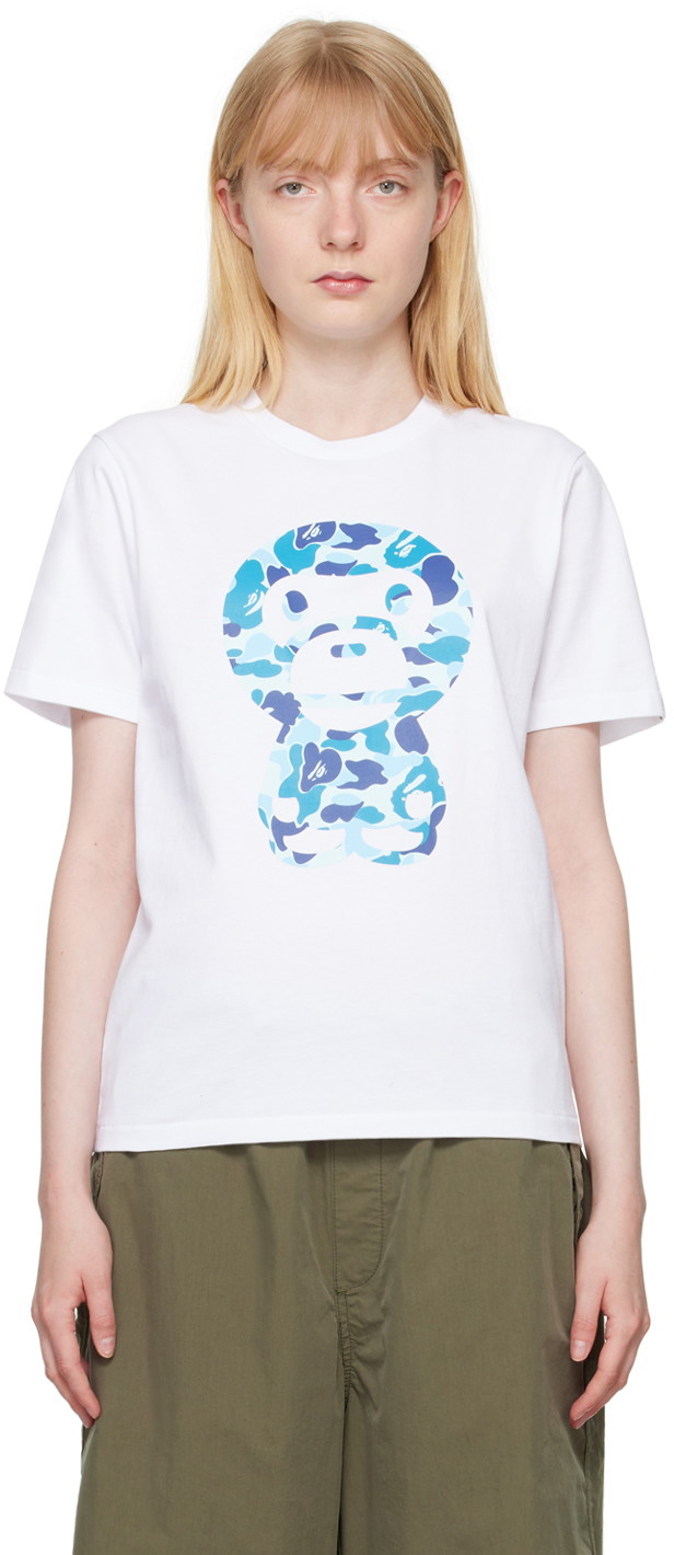 Póló BAPE BAPE White Abc Camo Big Baby Milo T-Shirt Fehér | 002TEK302014L