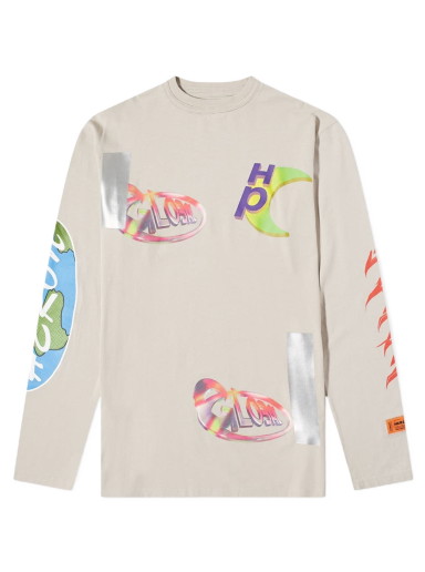 Póló HERON PRESTON Global Collage Oversized Tee Bézs | HMAB022S22JER0010945