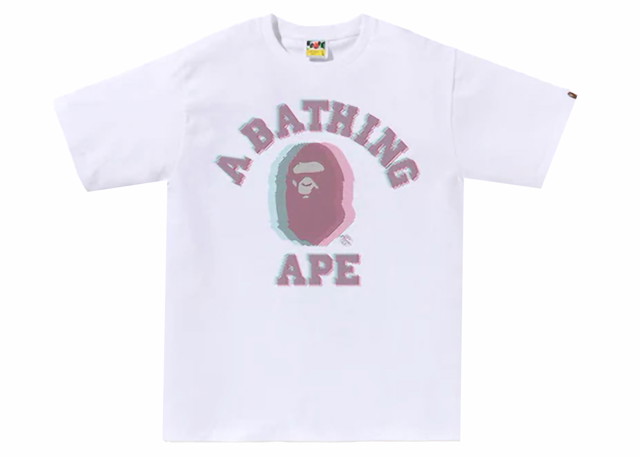 Póló BAPE BAPE Glitch Art College Tee White Fehér | 1K30-110-051