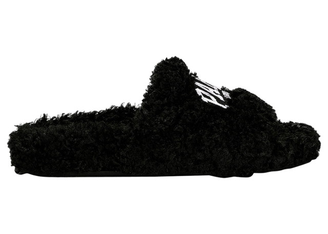 Sneakerek és cipők Balenciaga Paris Furry Slide "Black" Fekete | 654261W2DO21001