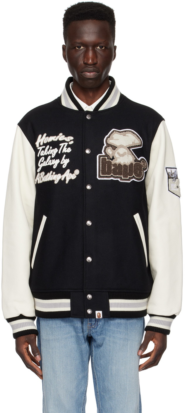 Bomber dzsekik BAPE Varsity Bomber Jacket Fekete | 001HJJ801006M