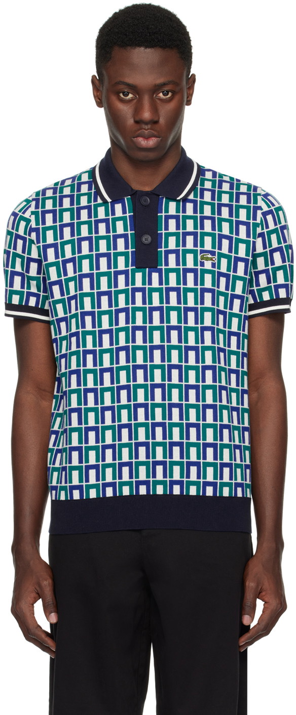 Pólóingek Lacoste Blue & Green Jacquard Polo Kék | AH7672_IS8