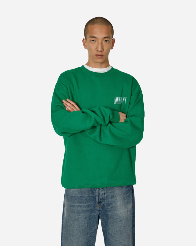 Sweatshirt Awake NY Logo Crewneck Sweatshirt Green Zöld | 9031833 GRN