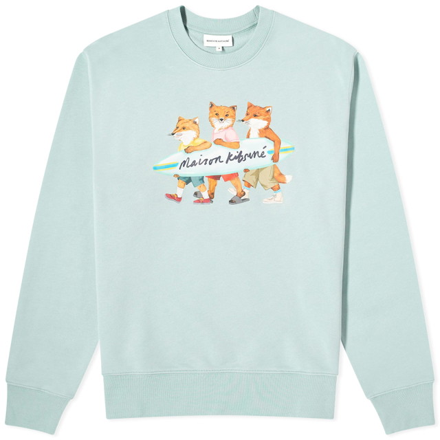 Sweatshirt MAISON KITSUNÉ Maison Kitsuné Surfing Foxes Crew Sweat Türkizkék | MM00310KM0129-P417