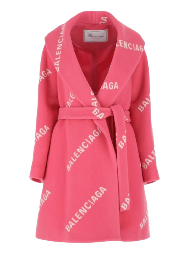 Kabátok Balenciaga Printed Wool Blend Coat Rózsaszín | BCA121SWE01601RED