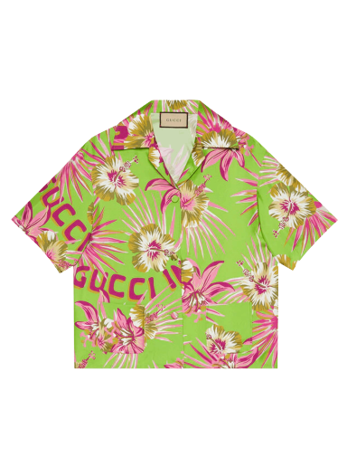 Ing Gucci Floral Silk Bowling Shirt Zöld | 694890 ZAI5R 3663
