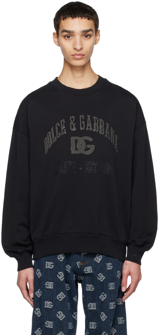 Sweatshirt Dolce & Gabbana Black Bonded Sweatshirt Fekete | G9YY1TFU7DU