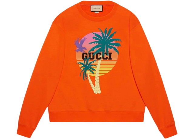 Sweatshirt Gucci Love Parade Printed Cotton Sweatshirt Orange 
Narancssárga | 626990 XJE0U 7548