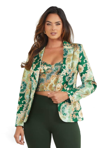 Kabátok GUESS Marciano Floral Print Blazer Zöld | 3BGN159927Z