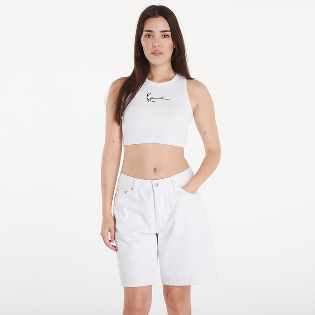 Trikók Karl Kani Top Small Signature Essential Racer Rib Top White Fehér | KW-TP011-002-01