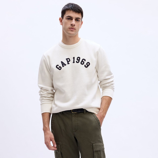 Sweatshirt GAP Crewneck Logo Sweatshirt Carls Stone Bézs | 817079-02