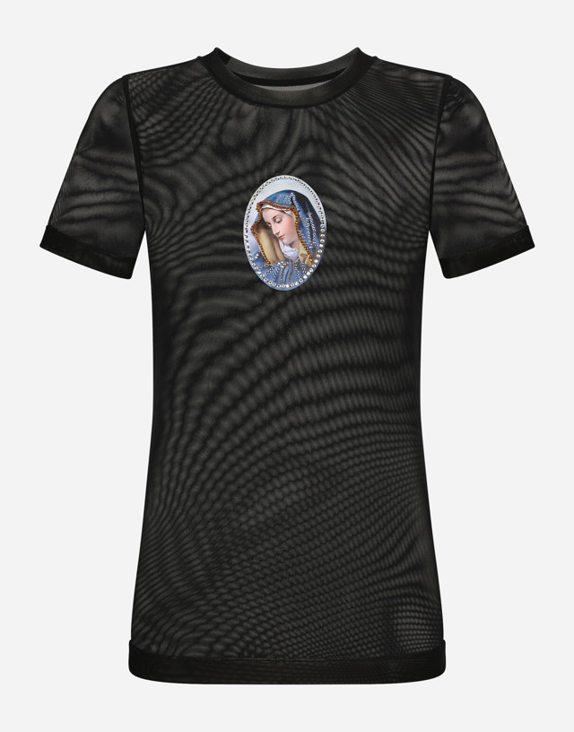 Tulle T-shirt With Sacred Image Patch