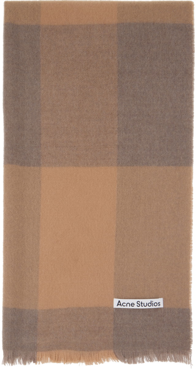 Ruházat Acne Studios Brown & Gray Check Scarf Fémes | CA0247-