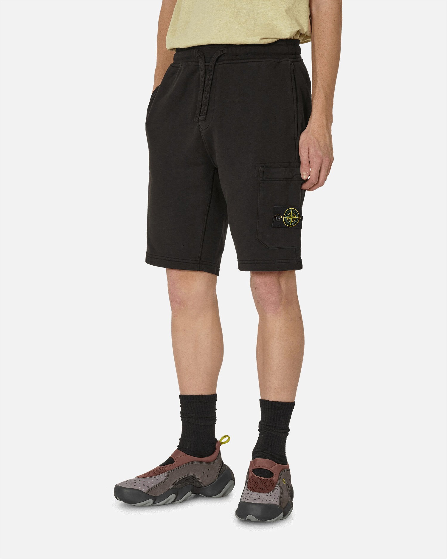 Rövidnadrág Stone Island Garment Dyed Cotton Fleece Shorts Black Fekete | 801564651 A0029, 0