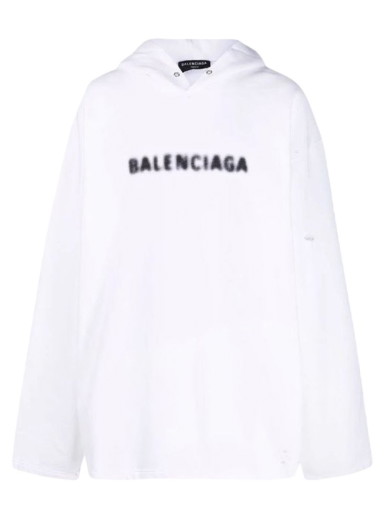 Sweatshirt Balenciaga Blurry Logo Print Hoodie Fehér | 661711TKVD69040