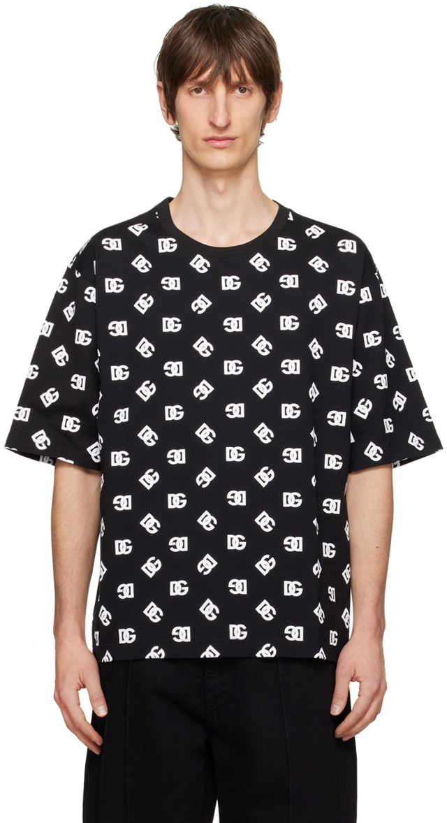 Póló Dolce & Gabbana Printed T-Shirt Fekete | G8PB8TG7L5E