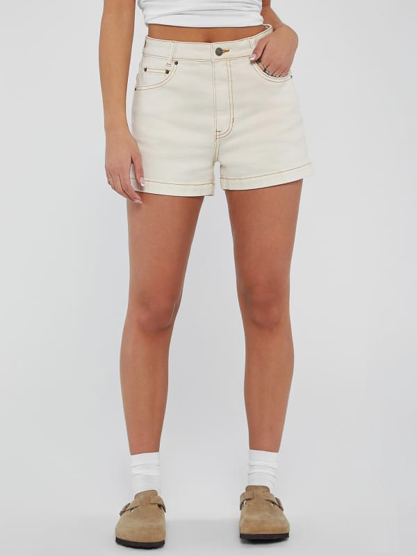 Rövidnadrág GUESS Originals High Rise Denim Short Fehér | W4GG52D4RG0